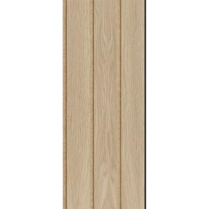 I-Wood Medio+ 3-lamel akustikpanel, hvid olieret, brun filt og sort kerne, egefiner, 17 x 300 mm