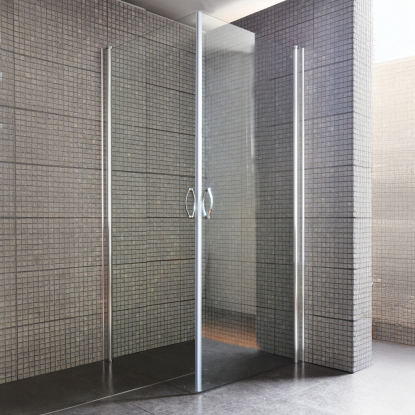 Milobad brusedør med 2 døre, 90 x 90 x 195 cm, klart glas