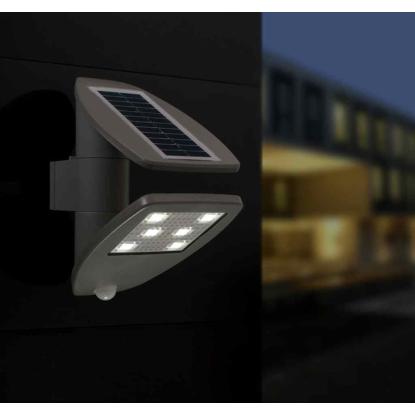 LUTEC Zeta udendørs LED væglampe med solceller og sensor 2,4W