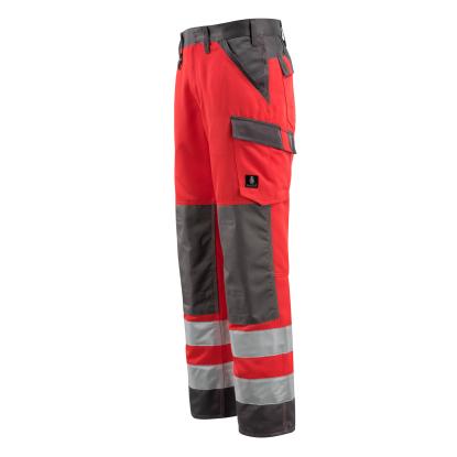 MASCOT SAFE LIGHT Maitland arbejdsbukser med knælommer, hi-vis rød/mørk antracit