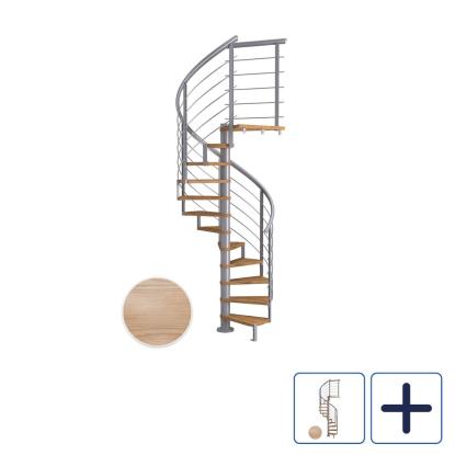 DOLLE Montreal DESIGN spindeltrappe, Ø120 cm, pearl grey/egetræsfiner