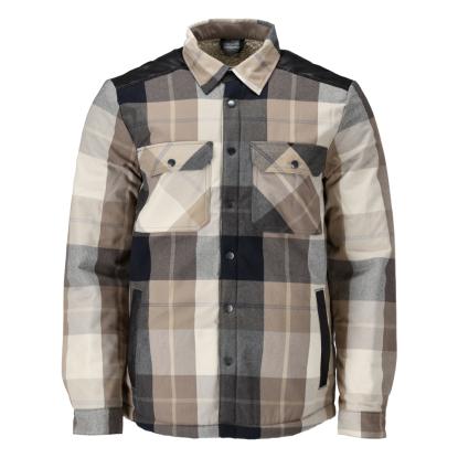 MASCOT CUSTOMIZED flannel skjorte med fiberpelsfor, mørk sand ternet
