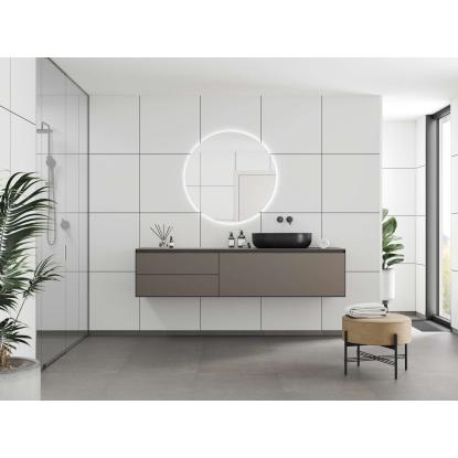 Fibo Colour vådrumspanel med 60 x 60 cm fliselook, 10 x 600 x 2400 mm, white contrast silk