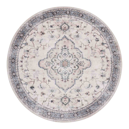 Havana tæppe, råhvid/beige/støvet blå, Ø200 cm