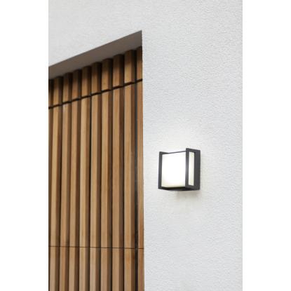 LUTEC QUBO udendørs LED væglampe, H14 cm, IP54, mørk grå