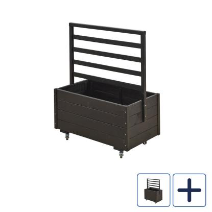 PLUS plantekasse med espalier og hjul, sort/nåletræ - 88 x 48 cm