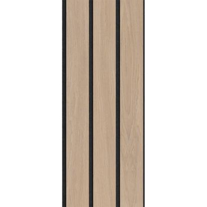 I-Wood Medio+ 3-lamel akustikpanel, ubehandlet natur, sort filt og sort kerne, egefiner, 17 x 300 mm