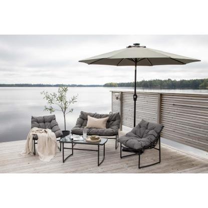 Venture Design Sabal parasol med LED, grå, Ø270 cm