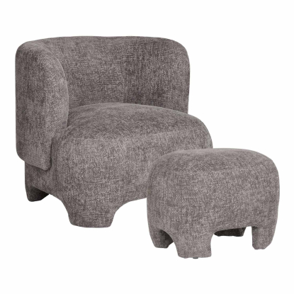 Nazare loungestol og puf, grå