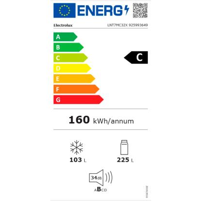 Electrolux LNT7MC32X fritstående kølefryseskab, 225 + 103 liter
