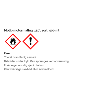 Motip motormaling, 150°, 400 ml - sort