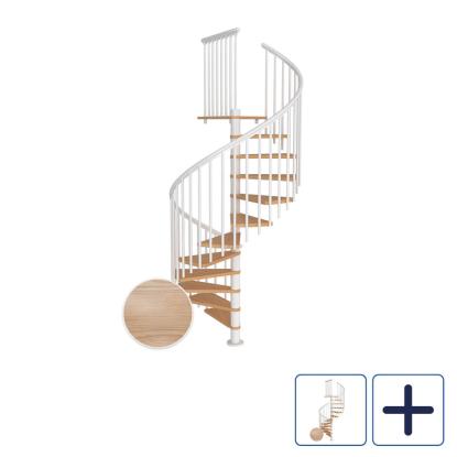 DOLLE Montreal CLASSIC 4 spindeltrappe, Ø140 cm, hvid/egetræsfiner