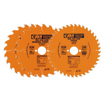 CMT rundsavsklingesæt til træ, Z24-40-40 W, Ø190 x 2,6 x 30 mm