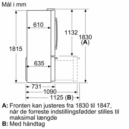 Bosch KFF96PIEP amerikanerkøleskab, 402 + 171 liter