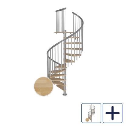 DOLLE Montreal CLASSIC 4 spindeltrappe, Ø160 cm, pearl grey/olieret bøg