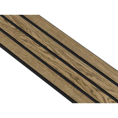 I-Wood Medio+ 4-lamel akustikpanel, mørkebrun olieret, sort filt og sort kerne, egefiner, 17 x 300 mm
