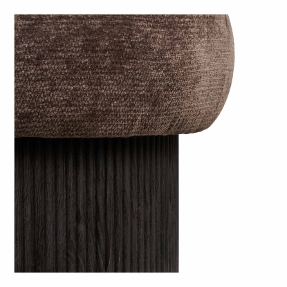 Christchurch puf med låg, chenille, mørkebrun, Ø52 cm