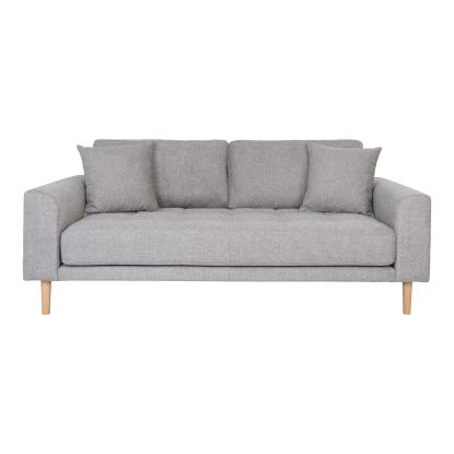 2,5 personers sofa, lysegrå med to puder og natur træben