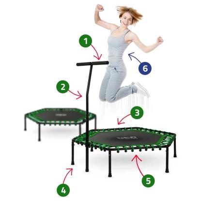 Neo sport fitnesstrampolin med justerbar t-håndtag, grøn, Ø127 cm