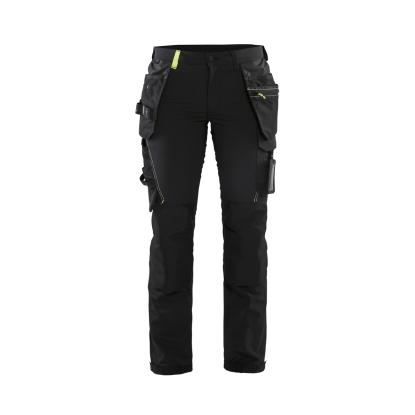 Blåkläder 7192 dame håndværker buks  4-vejs stretch, sort/hi-vis gul