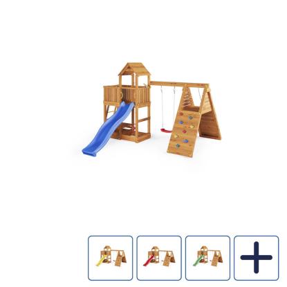 Fungoo Fluppi legetårn med gynge, klatrevæg og rutsjebane