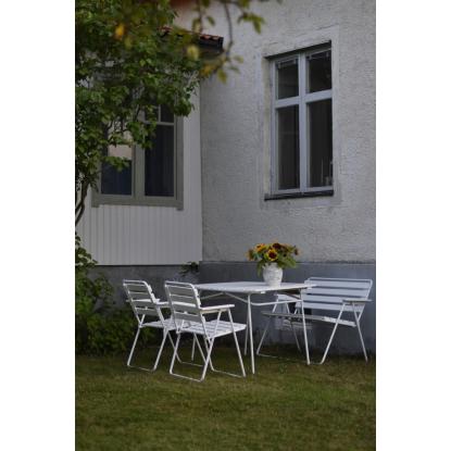 Varax Retro cafébord, sammenklappelig, buet, hvid - 74 x 120 cm