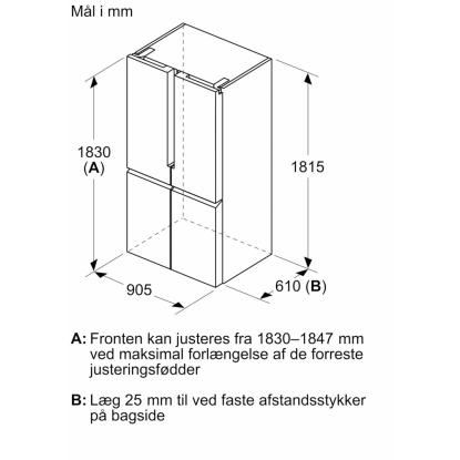 Siemens iQ300 amerikanerkøleskab KF96NVPEA, 405 + 200 liter