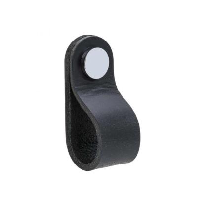Beslag Design Loop Round knop, sort læder/krom