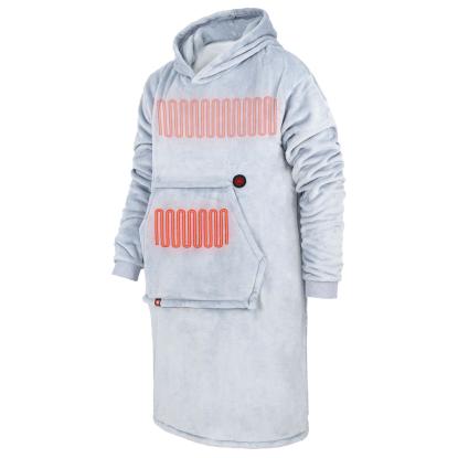 Glovii blød poncho med varme og USB-tilslutning, kompatibel med enhver 2A powerbank, grå