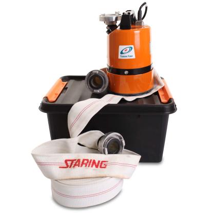 Tsurumi LSC1-4S entreprenørpumpe, sæt boks inkl. 15 meter slange og koblinger, 1" afgang