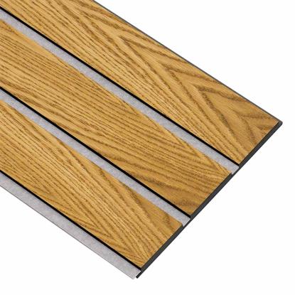 I-Wood Basic 3-lamel akustikpanel, brun olieret, grå filt og sort kerne, egefiner, 17 x 300 mm 