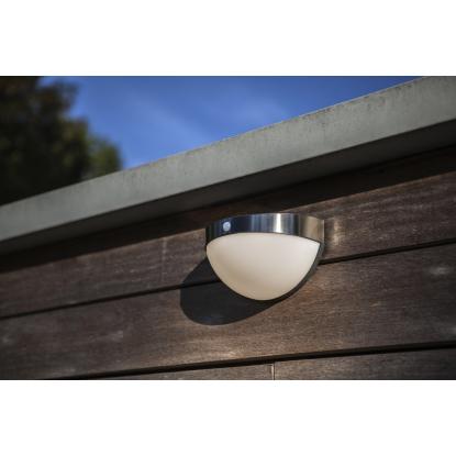 LUTEC Bubble udendørs LED væglampe med solceller, H12,6 cm, IP44, rustfrit stål