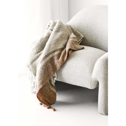 Almora plaid, beige/gylden orange, 180 x 130 cm