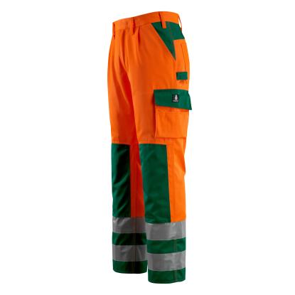 MASCOT SAFE COMPETE Olinda arbejdsbukser med knælommer, hi-vis orange/grøn