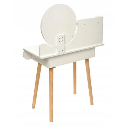 Makeupbord med rundt spejl, hvid, 80 x 40 x 122 cm