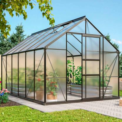 Vitavia Merkur 9900 drivhus, sort, 9,9 m², 6 mm poly, inkl. sokkel