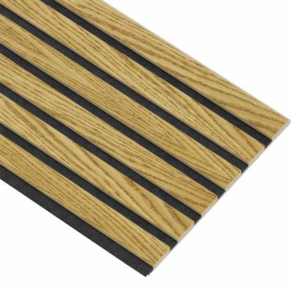 I-Wood Basic Original akustikpanel, brun olieret, sort filt og lys kerne, egefiner, 16 x 300 mm 