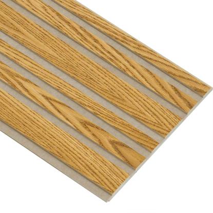 I-Wood Medio+ Mixed akustikpanel, brun olieret, beige filt og lys kerne, egefiner, 16 x 300 mm