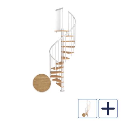 DOLLE Montreal CLASSIC 3 spindeltrappe, Ø120 cm, hvid/olieret eg