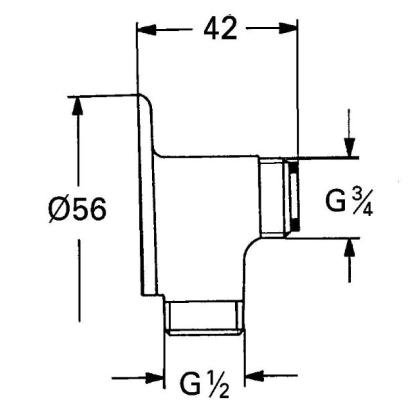 GROHE vægflange, 3/4" nippel x 1/2" nippel, krom