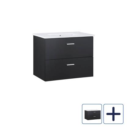 Nortiq Bergamo One-Box sæt, vaskeskab med vask og greb, mat sort