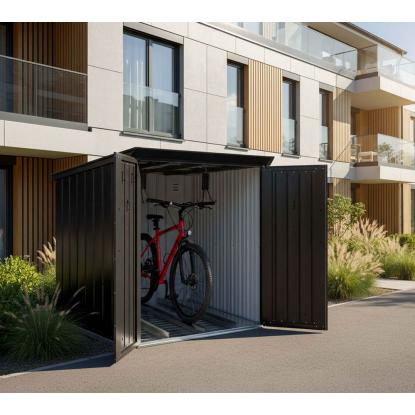 Westmann Velos 1 cykelskur med 3 skinner, stål, antracitgrå, 151 x 133 x 222 cm