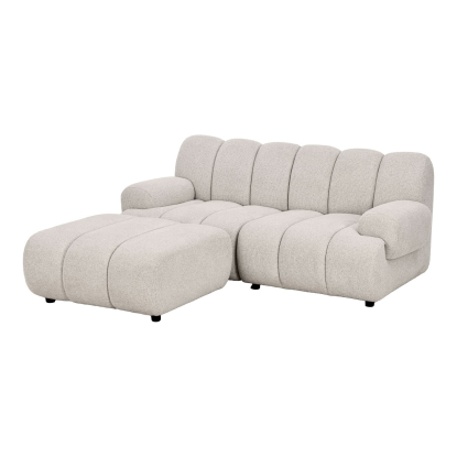 Taza 2,5 personers venstrevendt modulsofa med puf, sand