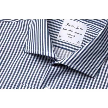 Seven Seas S70 Fine Twill Cadet skjorte, modern, navy
