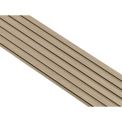 I-Wood Basic Original akustikpanel, hvid olieret, brun filt og sort kerne, egefiner, 17 x 300 mm 