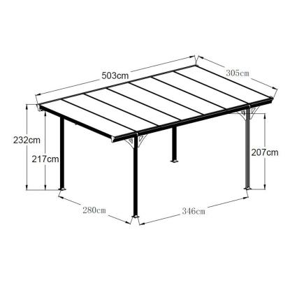 Westmann Helsinki carport, fladt tag, hvid, 232 x 305 x 503 cm - 15 m²