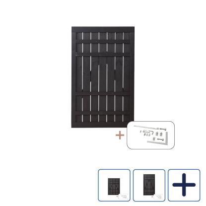 PLUS Rustik enkeltlåge inkl. beslag, sort/nåletræ