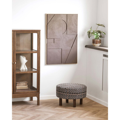 Falkirk puf, sort/hvid/brun, Ø50 cm