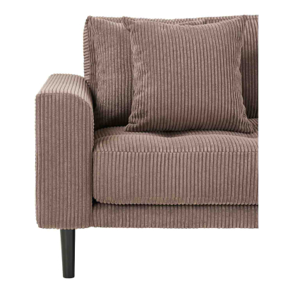 Lido højrevendt loungesofa med fire puder, fløjl, brun