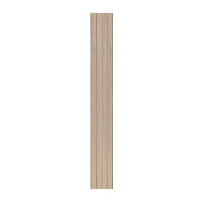 I-Wood Medio+ 4-lamel akustikpanel, ubehandlet natur, grå filt og sort kerne, egefiner, 17 x 300 mm